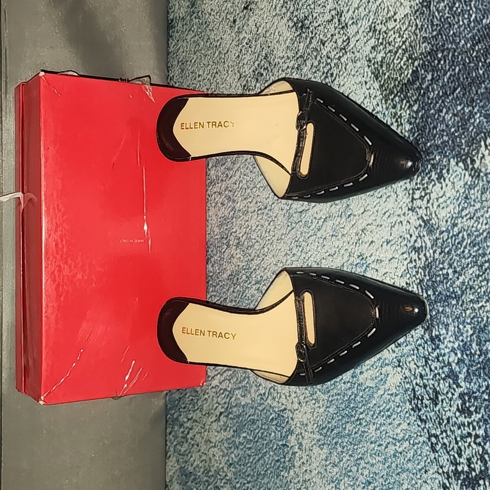 Ellen Tracy Shimmer Kitten Heel Mule Heels - 9.5 / 9.5B